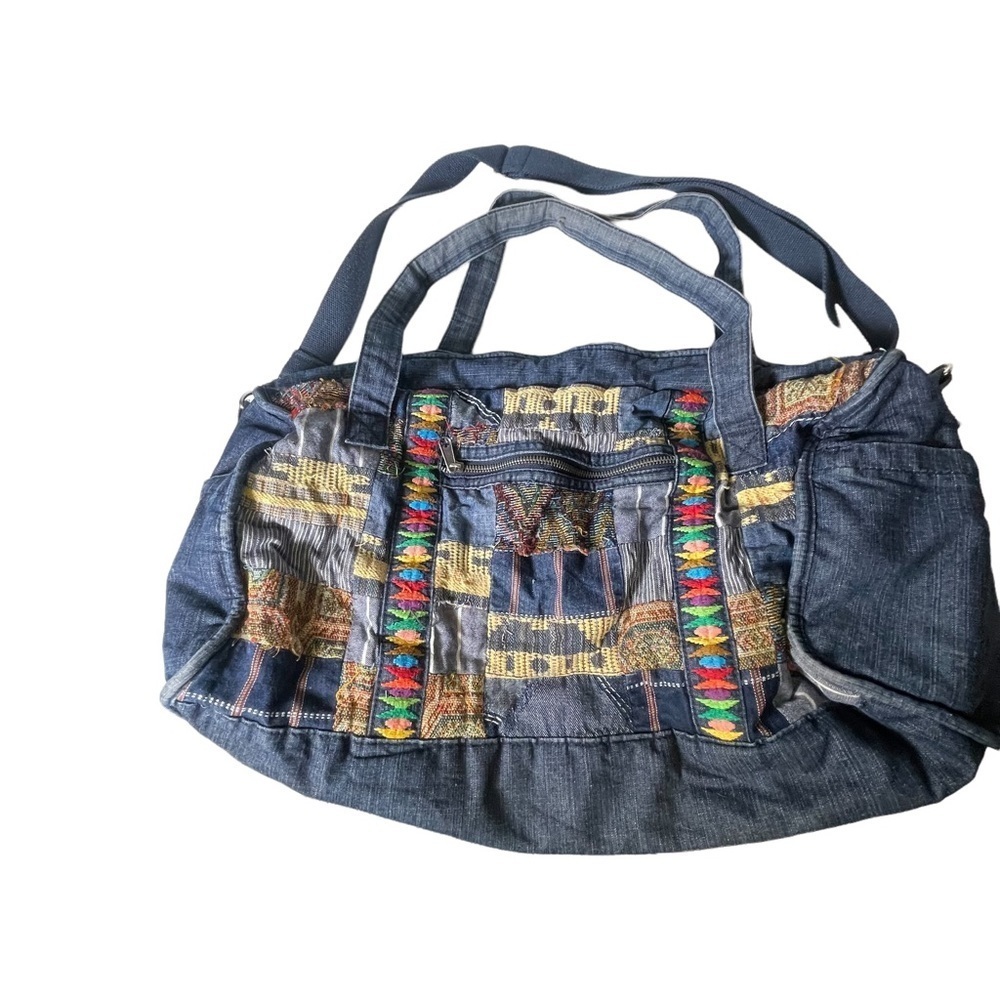 Ecote Vintage blue Jean duffel bag patchwork Urban Outfitters embroidered - Picture 13 of 15